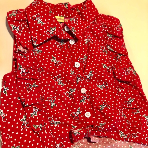 Girls Cotton Cherry & Denim 2 Piece Set 4T - Picture 2 of 7